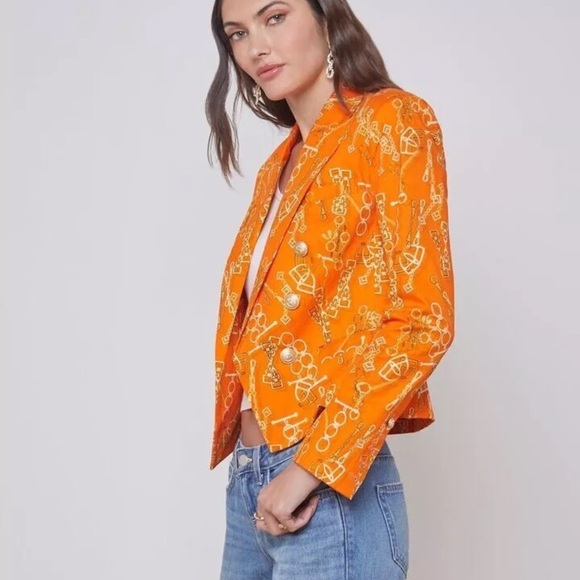 L'AGENCE Brooke Blazer Horse Bit Buckle Carrot Jacket NWT - Picture 4 of 9